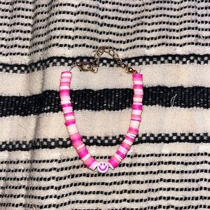 •Hand made smiley face clay bead bracelet•